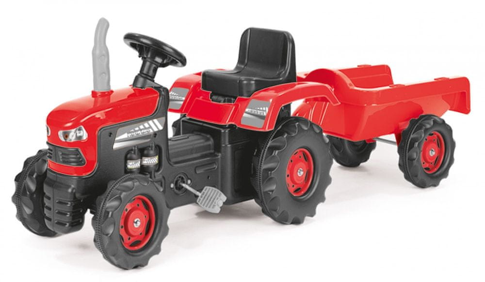 DOLU Dětský šlapací traktor s vlečkou - červený
