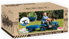 DOLU Dětský šlapací traktor s vlečkou - modrý
