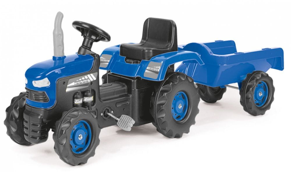 DOLU Dětský šlapací traktor s vlečkou - modrý