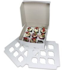 Krabice 25x25x10 cm s proložkou na 9 muffinů/cupcaků (10ks)