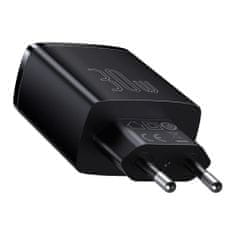 BASEUS Compact síťová nabíječka 2x USB / 1x USB-C 3A 30W PD QC, černá