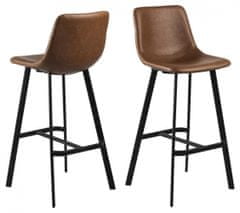 Design Scandinavia Barové židle Oregon (SET 2ks), syntetická kůže, hnědá