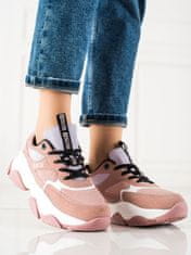 Amiatex Trendy tenisky dámské růžové bez podpatku, odstíny růžové, 38