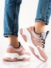 Amiatex Trendy tenisky dámské růžové bez podpatku, odstíny růžové, 38