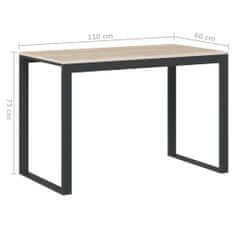 Greatstore Počítačový stůl černý a dub 110 x 60 x 73 cm dřevotříska