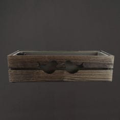 AMADEA Dřevěný obal s truhlíkem tmavý s ptáčky, 62x21,5x17cm, český výrobek