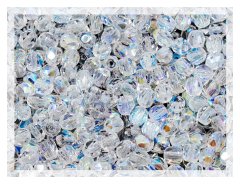50 g (cca 600 ks) České broušené ohňové perle ohňovky skleněné korálky, vel. 4 mm, barva Crystal AB (bezbarvý s lesklým pokovem 00030-28701), sklo