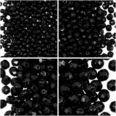 Sada českých broušených ohňových perli (ohňovky skleněné korálky), vel. 3, 4, 6 a 8 mm, barva Jet Black (černá lesklá 23980), sklo