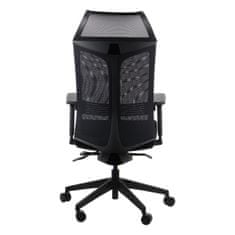 STEMA Otočná kancelářská židle RYDER. Má nylonovou základnu, měkká kolečka, nastavitelné područky, hlavovou a bederní opěrku. Samovyvažovací synchronní mechanismus. Nastavitelné sedadlo. Černá barva.