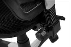 STEMA Otočná kancelářská židle HG-0001H. Má nylonovou základnu, měkká kolečka, nastavitelné područky a opěrku hlavy. Nastavitelné sedadlo (úhel), nastavitelné opěradlo (nahoru-dolů). Barva černá/šedá.