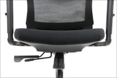 STEMA Kancelářské ergonomické otočné křeslo TRENT. Má chromovanou základnu, bederní opěrku, nastavitelné područky a opěrku hlavy. Synchronní mechanismus s posuvným sedadlem (přední - zadní). Černá barva.
