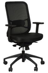 STEMA Otočná kancelářská židle GN-310. Má nylonovou základnu, měkká kolečka, nastavitelné područky a bederní opěrku. Nastavitelné sedadlo. Synchronní mechanismus. Barva černá.