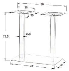 STEMA Podstavec stolu, nerezová ocel SH-3003-1/S/6 kartáčovaný, 70x40 cm