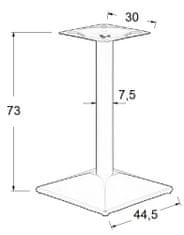 STEMA Kovová stolová podnož pro domácnost, restauraci, hotel SH-4002-6/B, černá, výška 73 cm, rozměry spodního prvku 44,5x44,5 cm - rám stolu, stůl