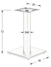 STEMA Kovová stolová podnož pro domácí, restaurační a hotelové použití SH-2011-2/B, černá, výška 72 cm, spodní prvek 45x45 cm - rám stolu