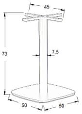 STEMA Kovová stolová podnož pro domácí, restaurační a hotelové použití SH-3050-3/B, černá, výška 73 cm, spodní prvek 50x50 cm - rám stolu