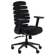 STEMA Kancelářské ergonomické otočné křeslo LOOP, pro domácnost i kancelář. Má nylonovou základnu, bederní opěrku a nastavitelné područky. Posuvné sedadlo (přední - zadní). Černá barva.