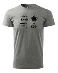 Fenomeno Pánské tričko Měním kávu na kód - šedé Velikost: XL