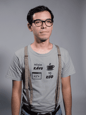 Fenomeno Pánské tričko Měním kávu na kód - šedé Velikost: XL