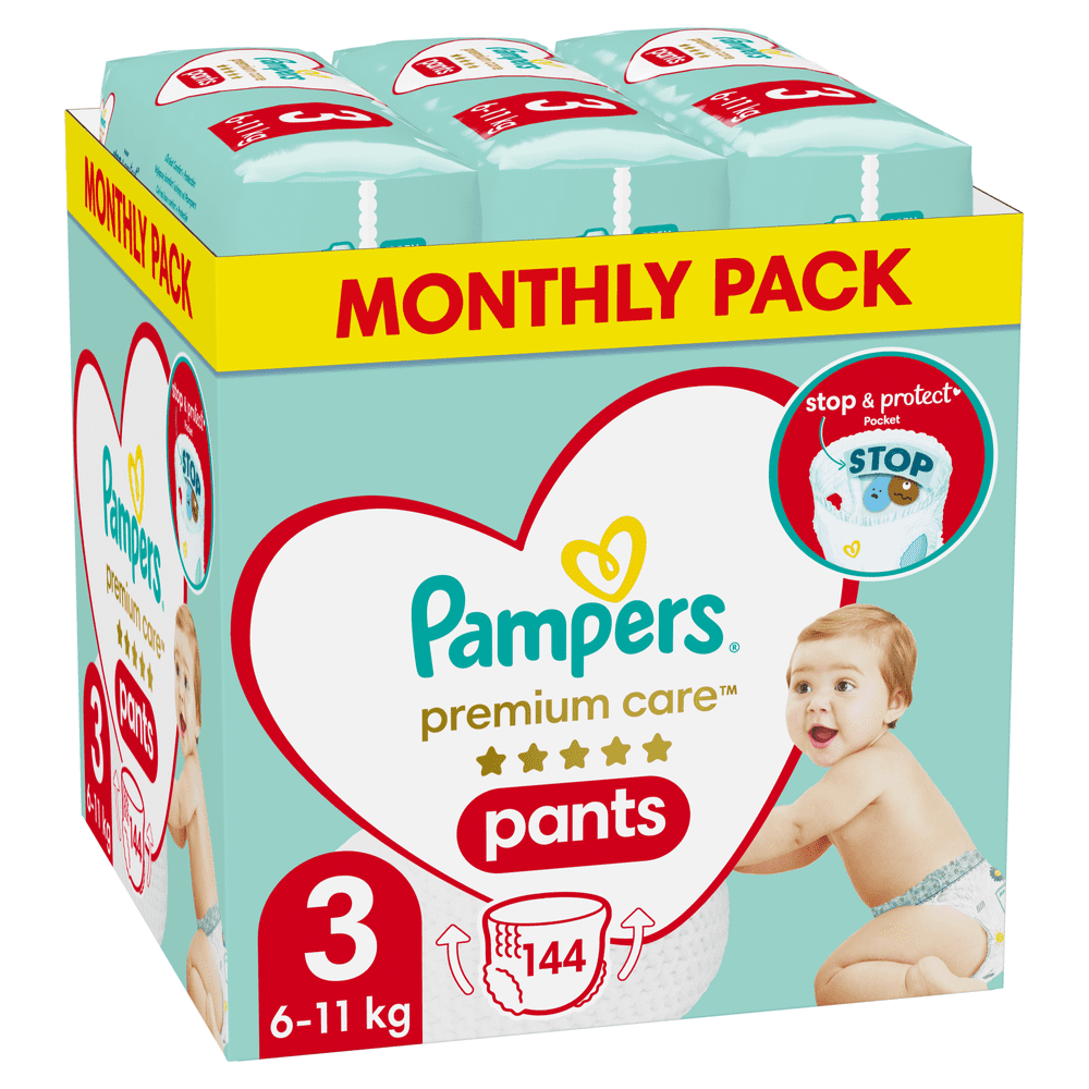 Levně Pampers Premium Care Plenkové Kalhotky Vel. 3 (144 Kusů)