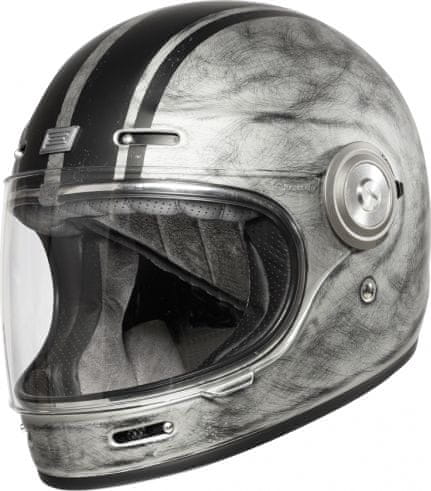Origine Retro helma na moto VEGA CUSTOM matná stříbrná