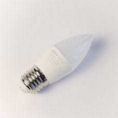 LED žárovka svíčka E27, 6W, 230V, 500lm, 25 000h, 4000K denní bílá, 220st