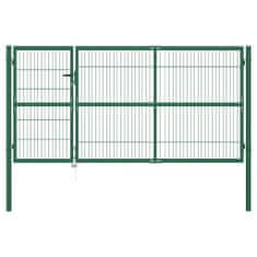 Vidaxl Zahradní plotová brána se sloupky 350 x 140 cm ocel zelená