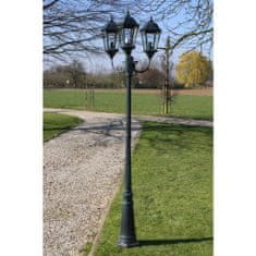 Greatstore Zahradní lampa Brighton se 3 rameny, 230 cm, tmavě zelená / černá