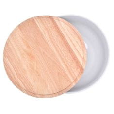 DUKA Salátová Mísa S Víkem Warewood 30X10 Cm Bílý Porcelán Dřevo