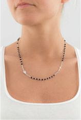 Amen Originální stříbrný náhrdelník s onyxy Rosary CROBN3