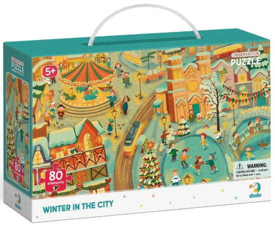 Dodo Toys Puzzle s hledáním obrázků Zima ve městě 80 dílků