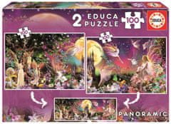 Educa Puzzle Panorama Pohádkové víly 2x100 dílků