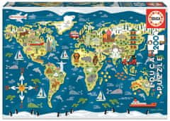 Educa Puzzle Mapa světa 200 dílků