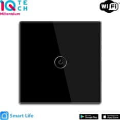 iQtech SmartLife chytrý vypínač 1x NoN, WiFI, Černá (IQTJ020)