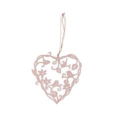 Srdce závěsné růžové, kovová dekorace Velikost: Malé