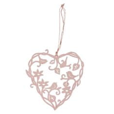 Srdce závěsné růžové, kovová dekorace Velikost: Malé