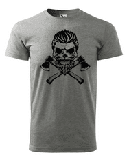 Fenomeno Pánské tričko Lebka(dřevorubec) - šedé Velikost: 3XL