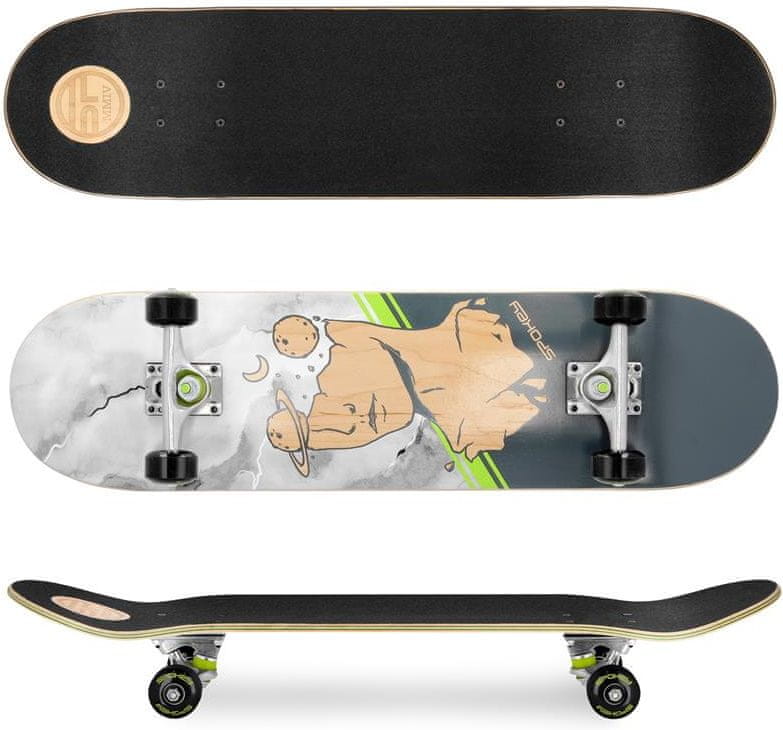 Spokey SKALLE PRO Skateboard 78,7 x 20 cm, ABEC7 šedá