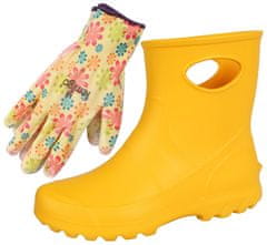 Lemigo Dámské, žluté, pěnové gumové holínky + květinové rukavice Garden Lemigo, 41