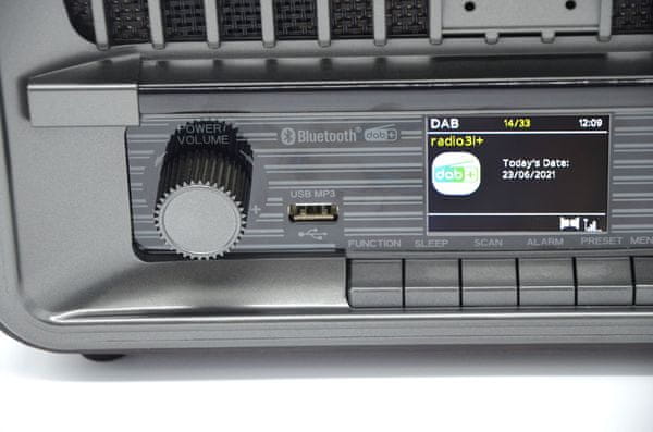  radiopřijímač v klasickém stylu roadstar hra-2700d+bt aux in Bluetooth technologie funkce duál alarmu usb port lcd displej fm rds dab tuner 