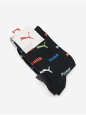 Puma Sada dvou párů holčičích ponožek v tmavě šedé a černé barvě Puma Logo Aop Sock 27-30