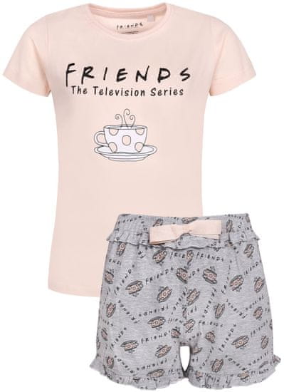 Friends Broskvovo-šedé pyžamo FRIENDS s krátkým rukávem