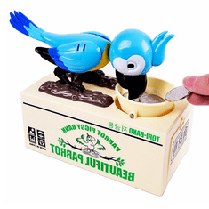 AUR Dětská pokladnička papoušek - modrá
