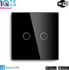 iQtech SmartLife chytrý vypínač 2x NoN, ZigBee, Černá (IQTJ012)