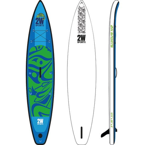 2W Sports Nafukovací paddleboard 2W Touring 12´6 Race MSL fusion, komplet včetně 3-dílným hliníkovým pádlem