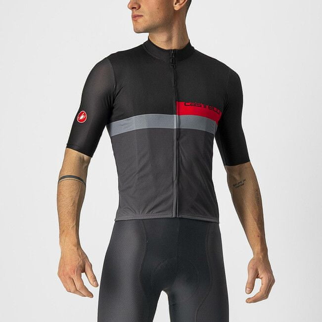 Levně Castelli Pánský cyklistický dres A Blocco Jersey Light Black/Red-Dark Gray černá/tmavě šedá XL