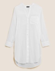 Marks & Spencer Dlouhá plážová košile z čisté bavlny bílá 44