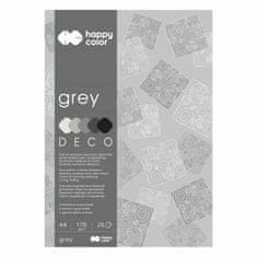 Happy Color Sada jednobarevných papírů deco grey (20listů,170g/m2) a4