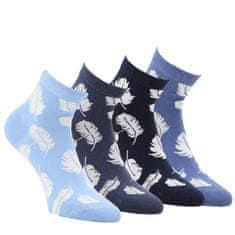 RS dámské bavlněné kotníkové barevné ponožky s peříčky 4-pack 6301022, 35-38