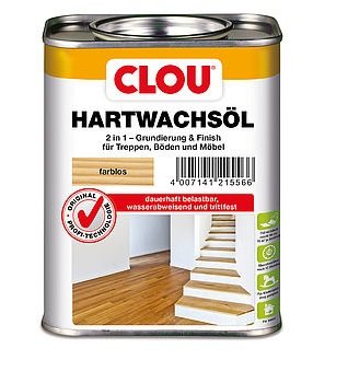 Clou Hartwachs-Öl, olej s tvrdým voskem, na nábytek, schody a podlahy, na hračky, na rukojeti nářadí, různá balení